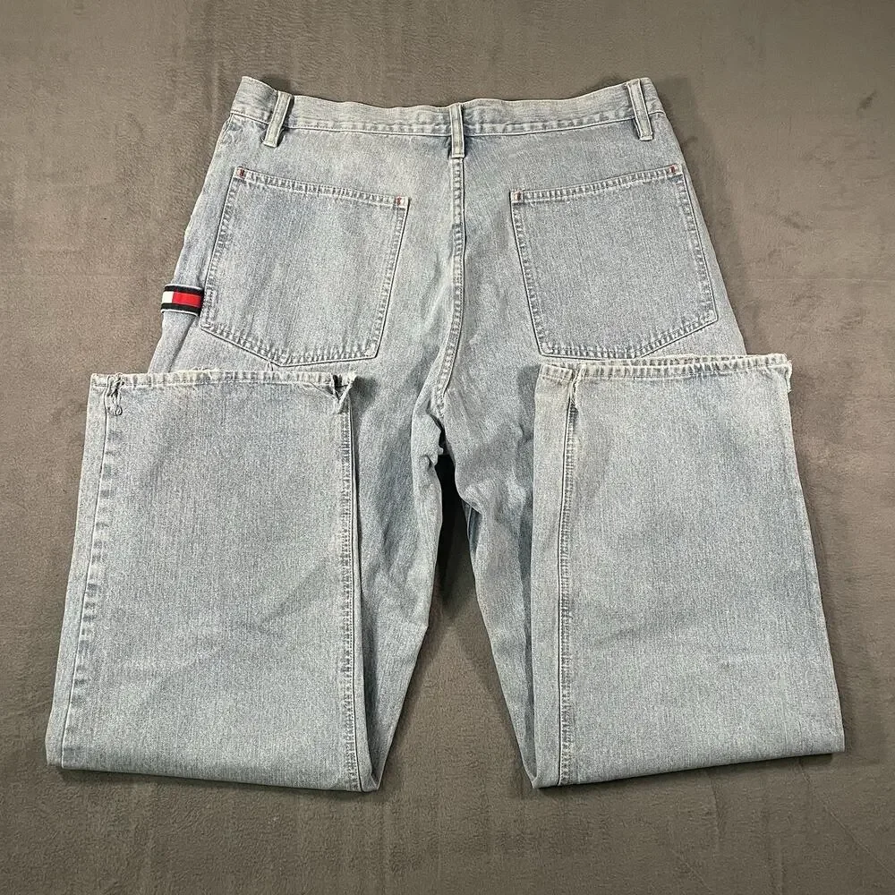 Y2K Tommy Jeans Men’s 36x32 Light Wash Carpenter Denim Utility Jeans